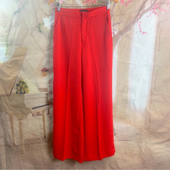 THE ANDAMANE Red Karla Wide Leg Trousers - Picture 2 of 11